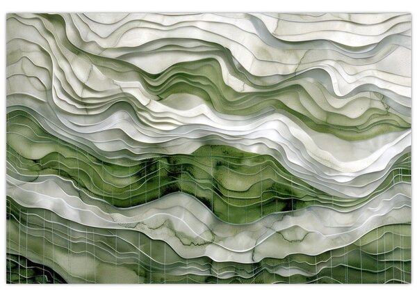 Slika - Zeleni i bijeli valovi (90x60 cm)