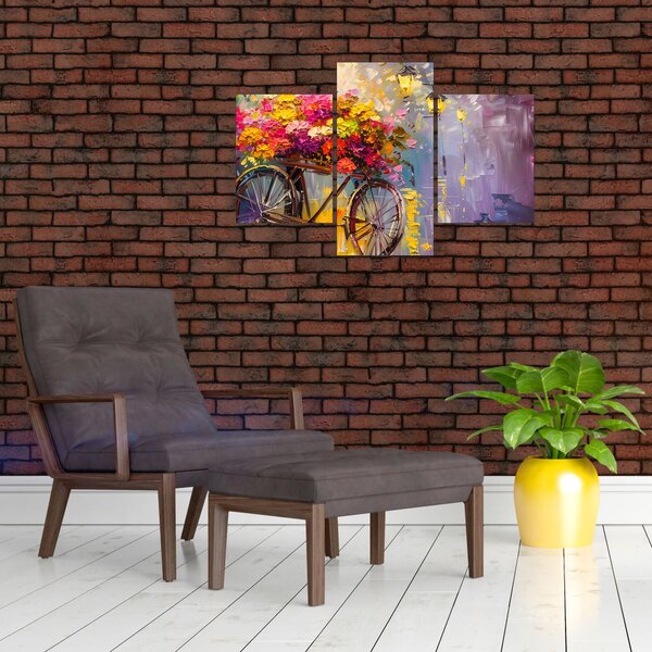 Slika - Kotač s cvijećem (90x60 cm)