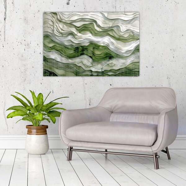 Slika - Zeleni i bijeli valovi (90x60 cm)