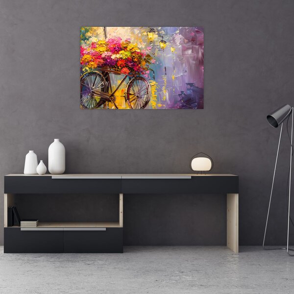 Slika - Kotač s cvijećem (90x60 cm)