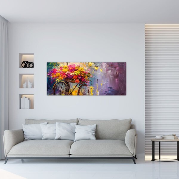 Slika - Kotač s cvijećem (120x50 cm)