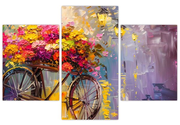 Slika - Kotač s cvijećem (90x60 cm)