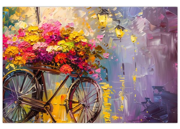 Slika - Kotač s cvijećem (90x60 cm)