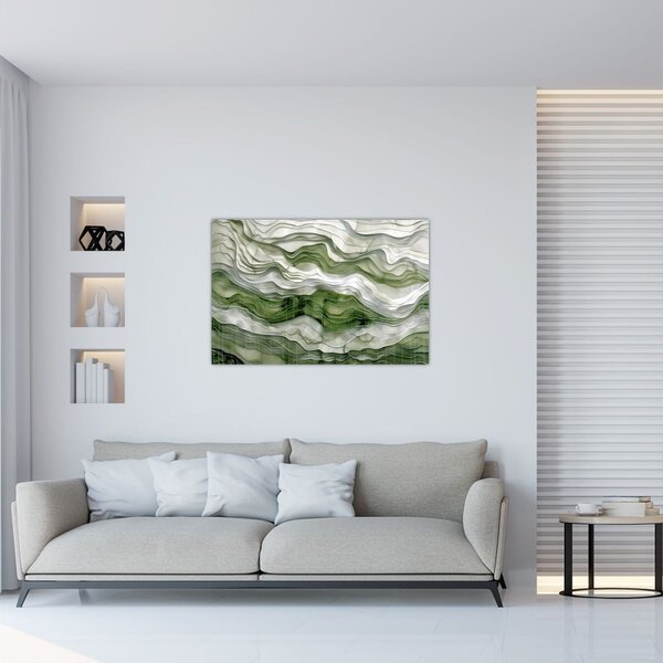 Slika - Zeleni i bijeli valovi (90x60 cm)