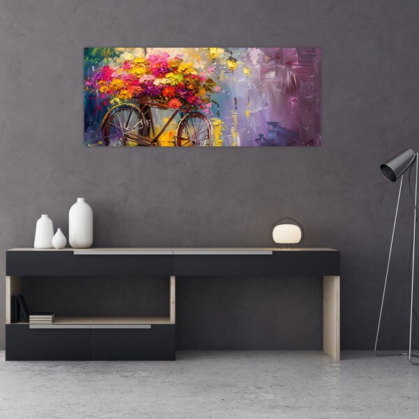 Slika - Kotač s cvijećem (120x50 cm)