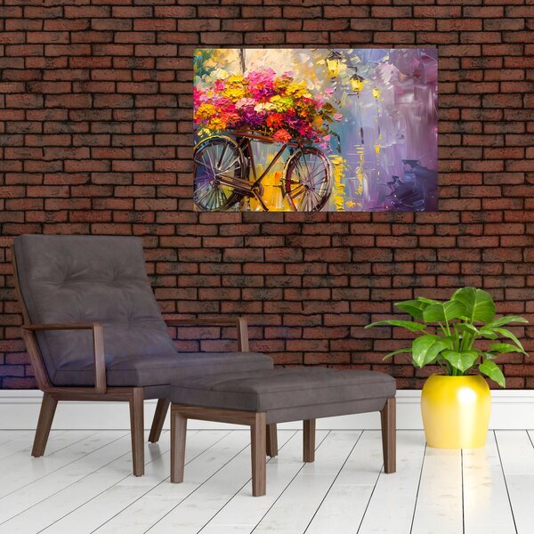 Slika - Kotač s cvijećem (90x60 cm)