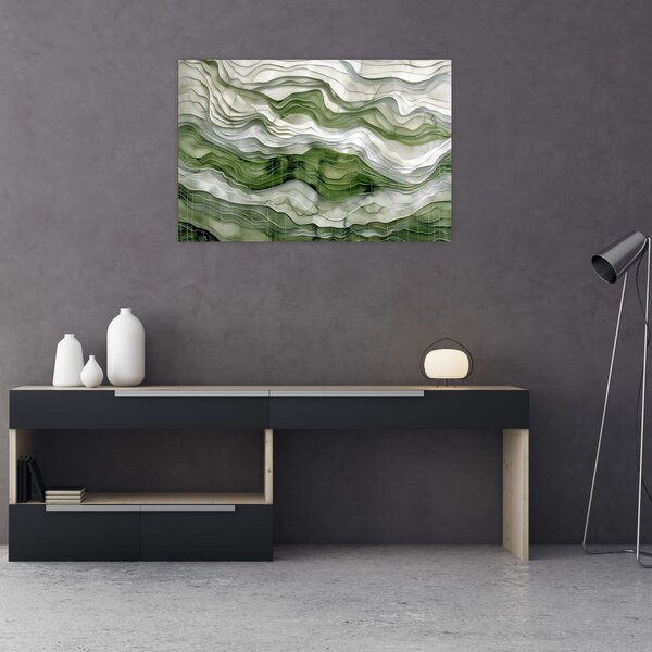Slika - Zeleni i bijeli valovi (90x60 cm)
