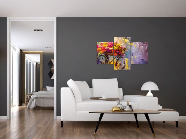 Slika - Kotač s cvijećem (90x60 cm)