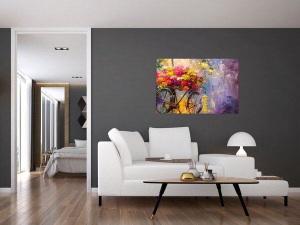 Slika - Kotač s cvijećem (90x60 cm)