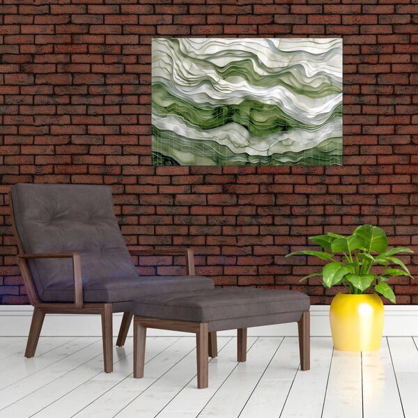 Slika - Zeleni i bijeli valovi (90x60 cm)