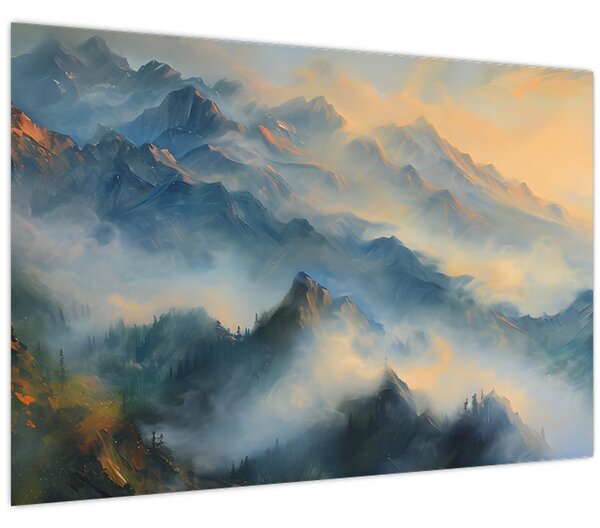 Slika - Naslikan planinski pejzaž (90x60 cm)