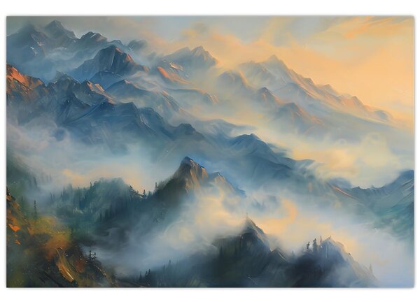 Slika - Naslikan planinski pejzaž (90x60 cm)