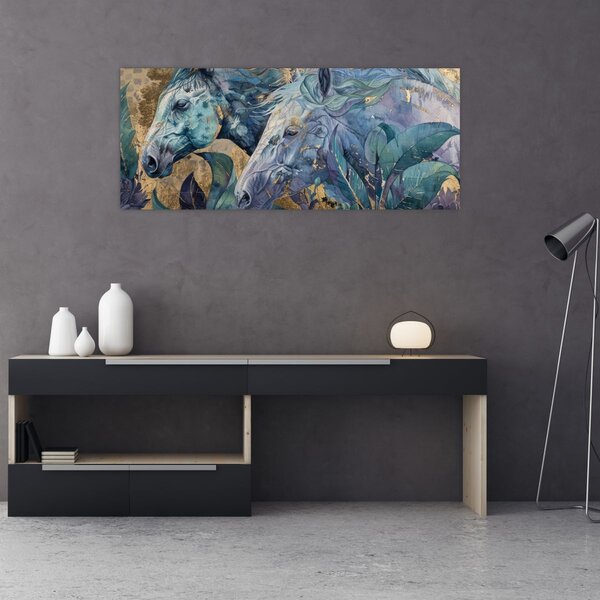 Slika - Konji sa zlatnom pozadinom (120x50 cm)