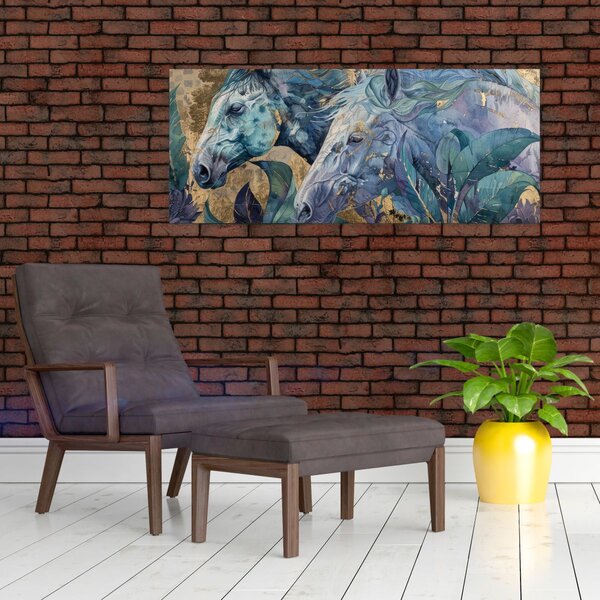 Slika - Konji sa zlatnom pozadinom (120x50 cm)
