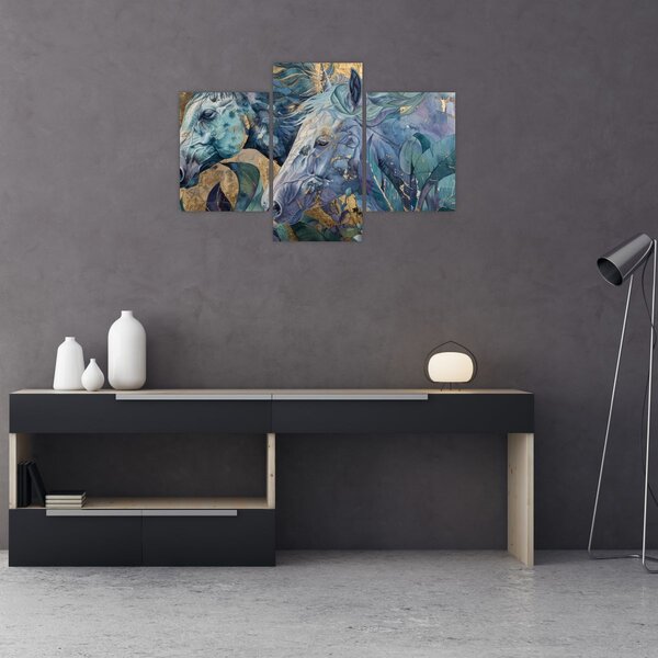 Slika - Konji sa zlatnom pozadinom (90x60 cm)