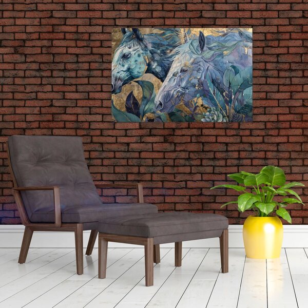 Slika - Konji sa zlatnom pozadinom (90x60 cm)