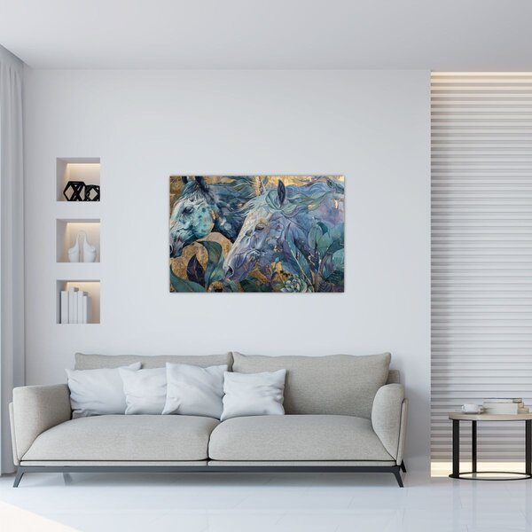 Slika - Konji sa zlatnom pozadinom (90x60 cm)