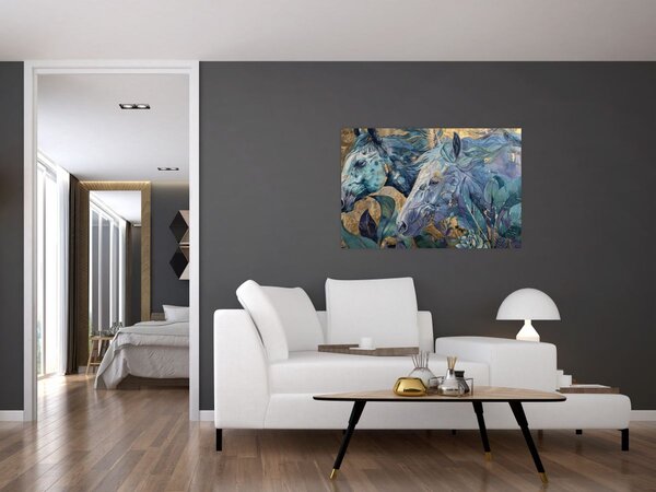 Slika - Konji sa zlatnom pozadinom (90x60 cm)