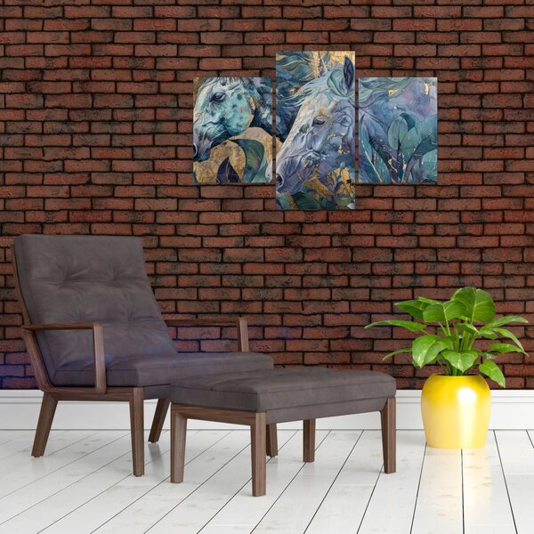 Slika - Konji sa zlatnom pozadinom (90x60 cm)