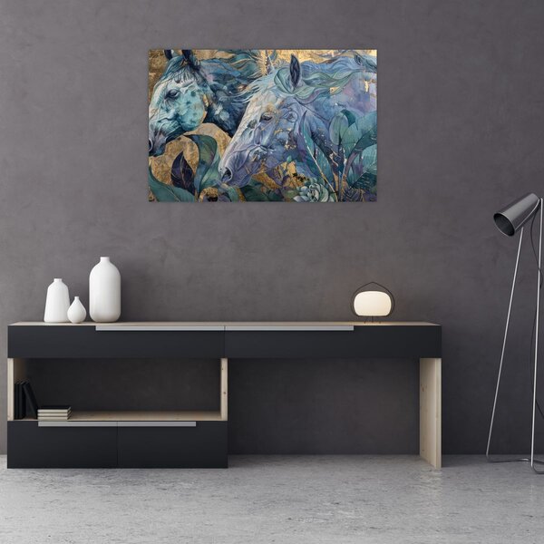 Slika - Konji sa zlatnom pozadinom (90x60 cm)