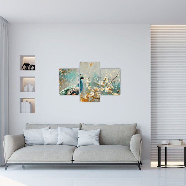 Slika - Paun sa zlatnim ukrasom (90x60 cm)