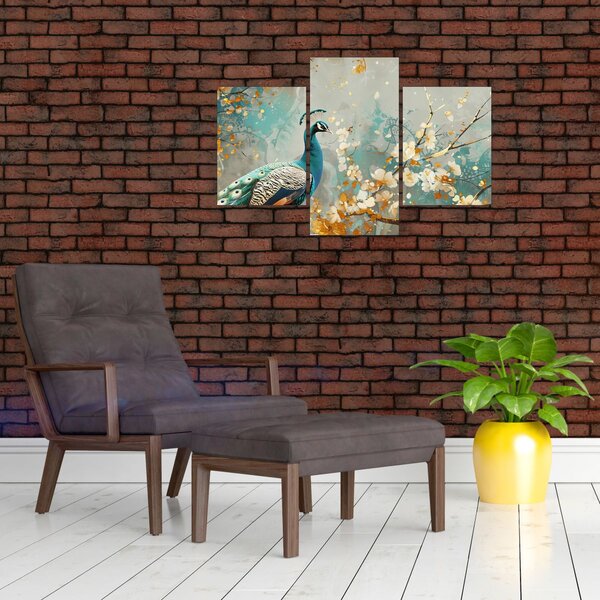Slika - Paun sa zlatnim ukrasom (90x60 cm)