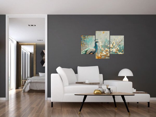 Slika - Paun sa zlatnim ukrasom (90x60 cm)