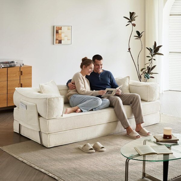 Sklopiva sofa na pod 207x106x68cm - Bež