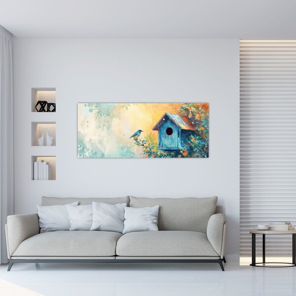 Slika - Kućica za ptice, akvarel (120x50 cm)