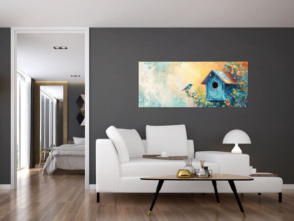 Slika - Kućica za ptice, akvarel (120x50 cm)