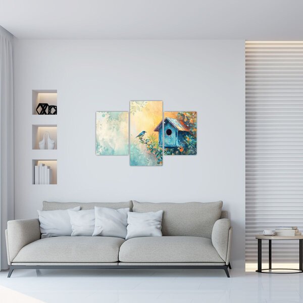 Slika - Kućica za ptice, akvarel (90x60 cm)