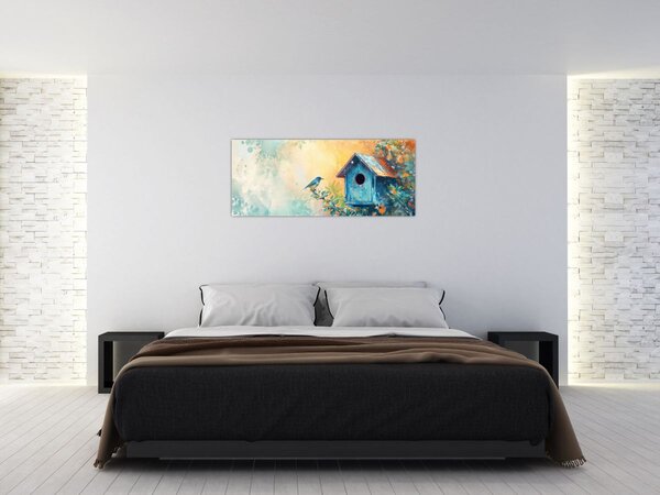 Slika - Kućica za ptice, akvarel (120x50 cm)