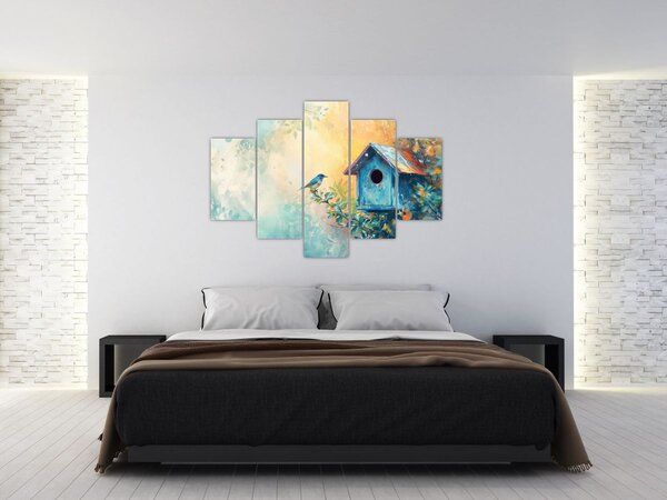 Slika - Kućica za ptice, akvarel (150x105 cm)