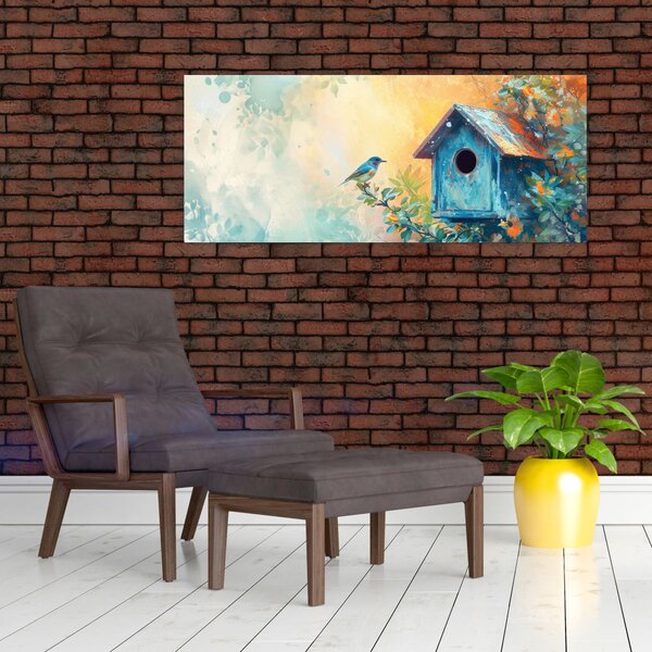 Slika - Kućica za ptice, akvarel (120x50 cm)