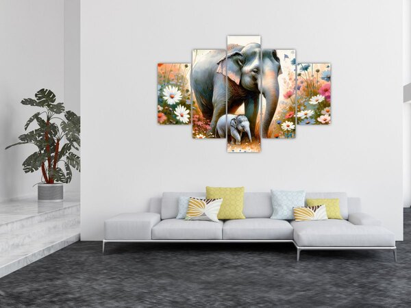 Slika - Mama slonica, akvarel (150x105 cm)