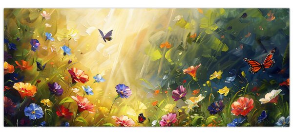 Slika - Proljetna cvjetna livada, slika (120x50 cm)