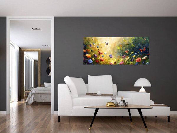 Slika - Proljetna cvjetna livada, slika (120x50 cm)