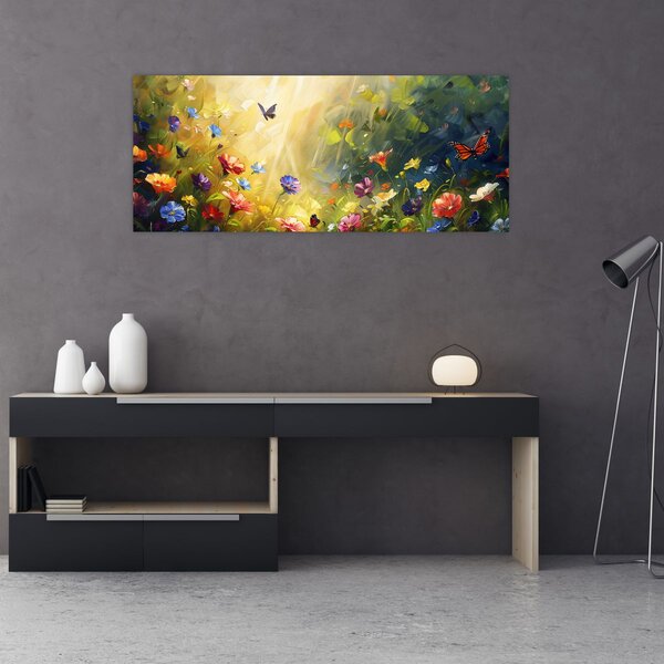 Slika - Proljetna cvjetna livada, slika (120x50 cm)