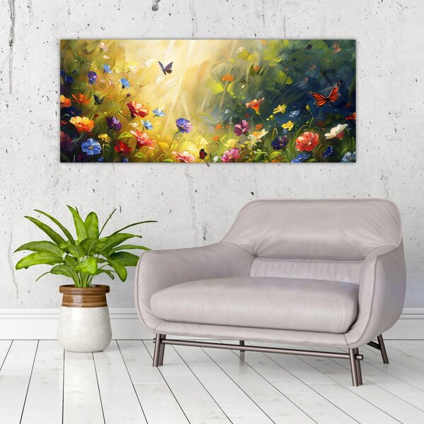 Slika - Proljetna cvjetna livada, slika (120x50 cm)