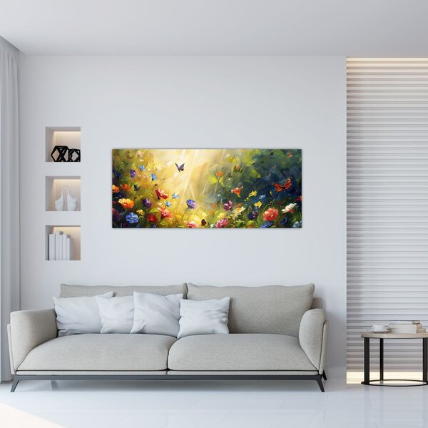 Slika - Proljetna cvjetna livada, slika (120x50 cm)