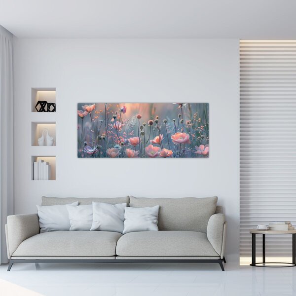 Slika - Cvijeće u pastelnim bojama (120x50 cm)