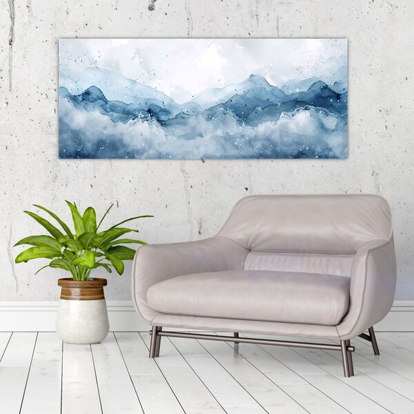 Slika - Oblaci i valovi, akvarel (120x50 cm)