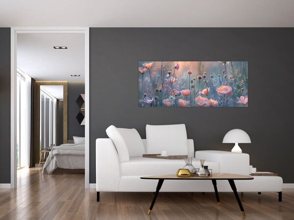Slika - Cvijeće u pastelnim bojama (120x50 cm)