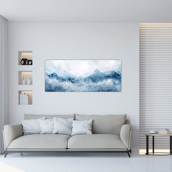Slika - Oblaci i valovi, akvarel (120x50 cm)