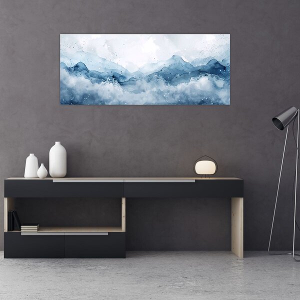 Slika - Oblaci i valovi, akvarel (120x50 cm)