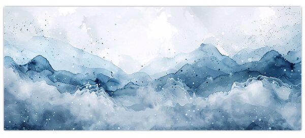 Slika - Oblaci i valovi, akvarel (120x50 cm)