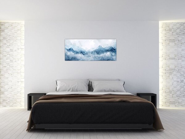 Slika - Oblaci i valovi, akvarel (120x50 cm)