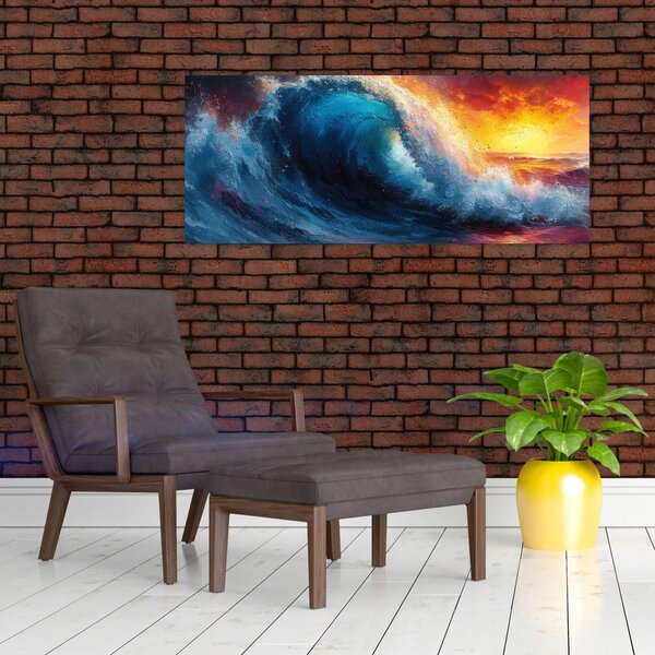 Slika - Val u zalasku sunca (120x50 cm)