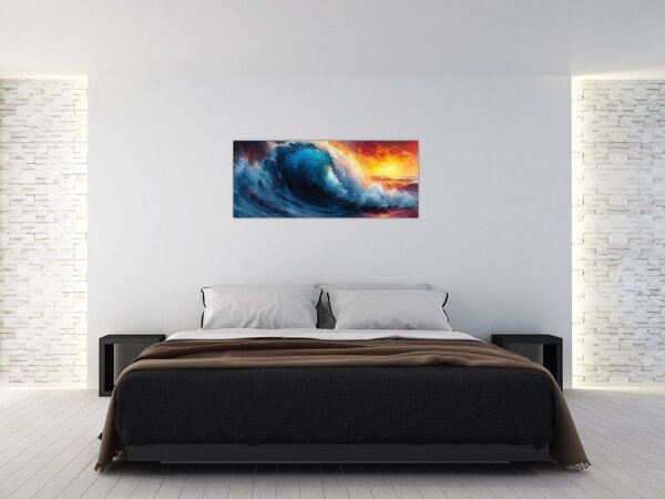 Slika - Val u zalasku sunca (120x50 cm)