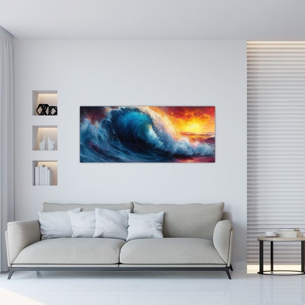 Slika - Val u zalasku sunca (120x50 cm)